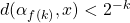 d(\alpha_{f(k)}, x) < 2^{-k}